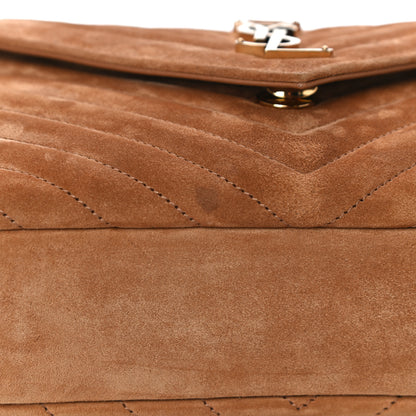 Saint Laurent Suede Matelasse Chevron Monogram Medium College Bag Cinnamon 13 of 13
