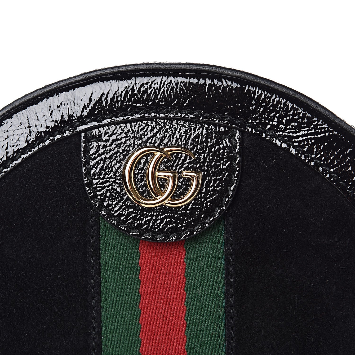 Gucci Suede Patent Web Mini Ophidia Round Shoulder Bag Black 10 of 10