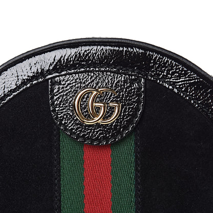 Gucci Suede Patent Web Mini Ophidia Round Shoulder Bag Black 10 of 10