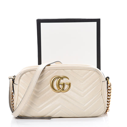 Gucci Calfskin Matelasse Small GG Marmont Chain Shoulder Bag White 18 of 18