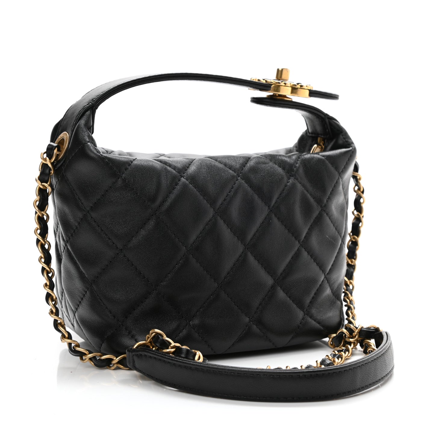 Lambskin Quilted Small Perfect Meeting Hobo Black