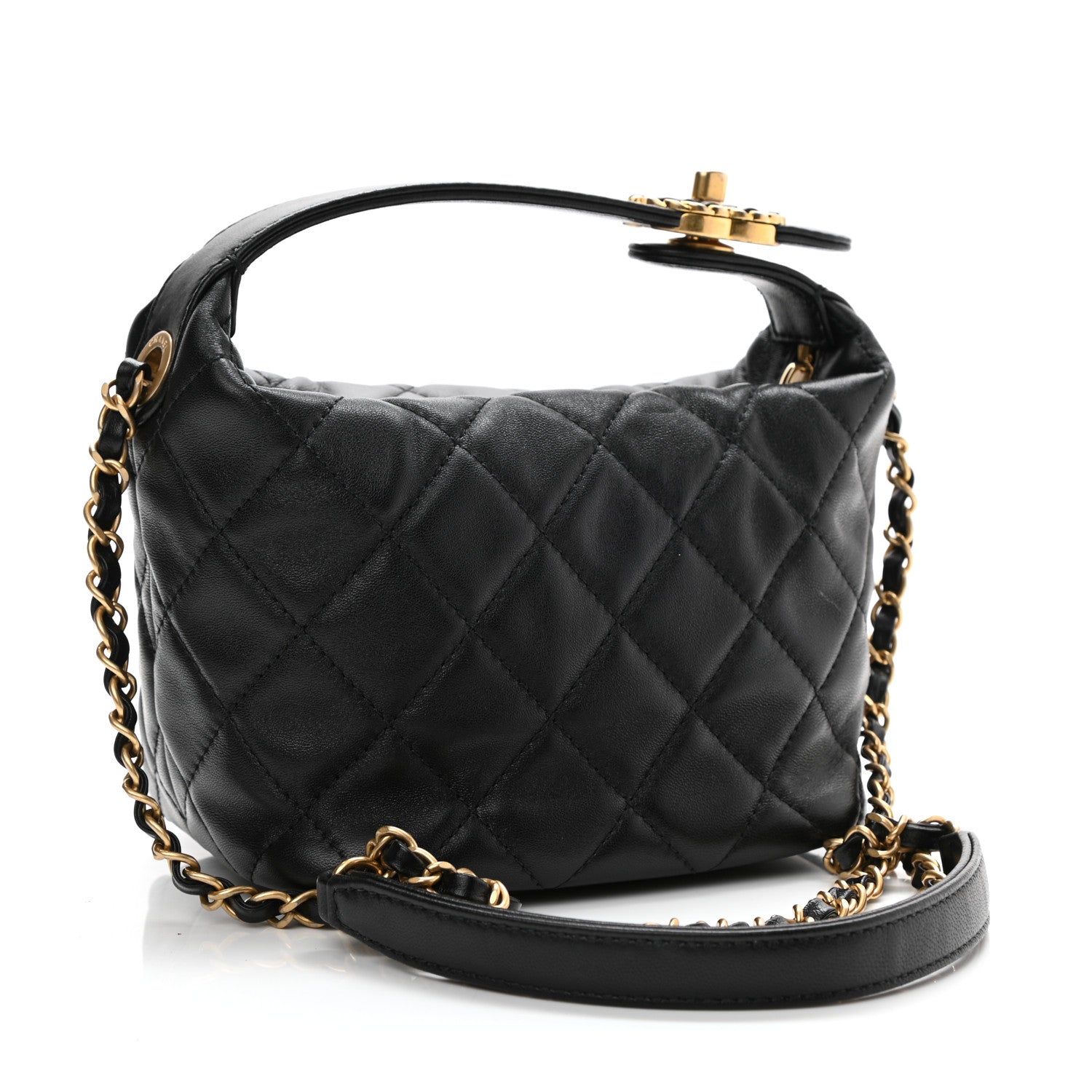 Chanel Lambskin Quilted Small Perfect Meeting Hobo Black 3 of 11