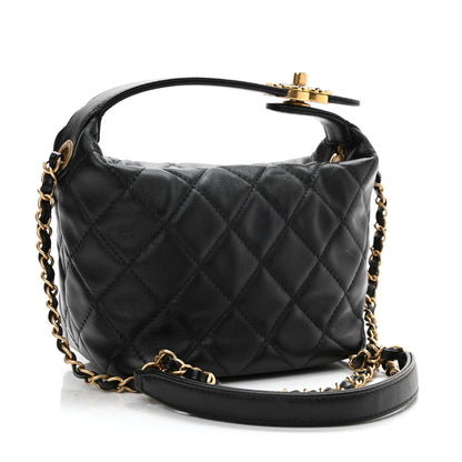 Chanel Lambskin Quilted Small Perfect Meeting Hobo Black 3 of 11
