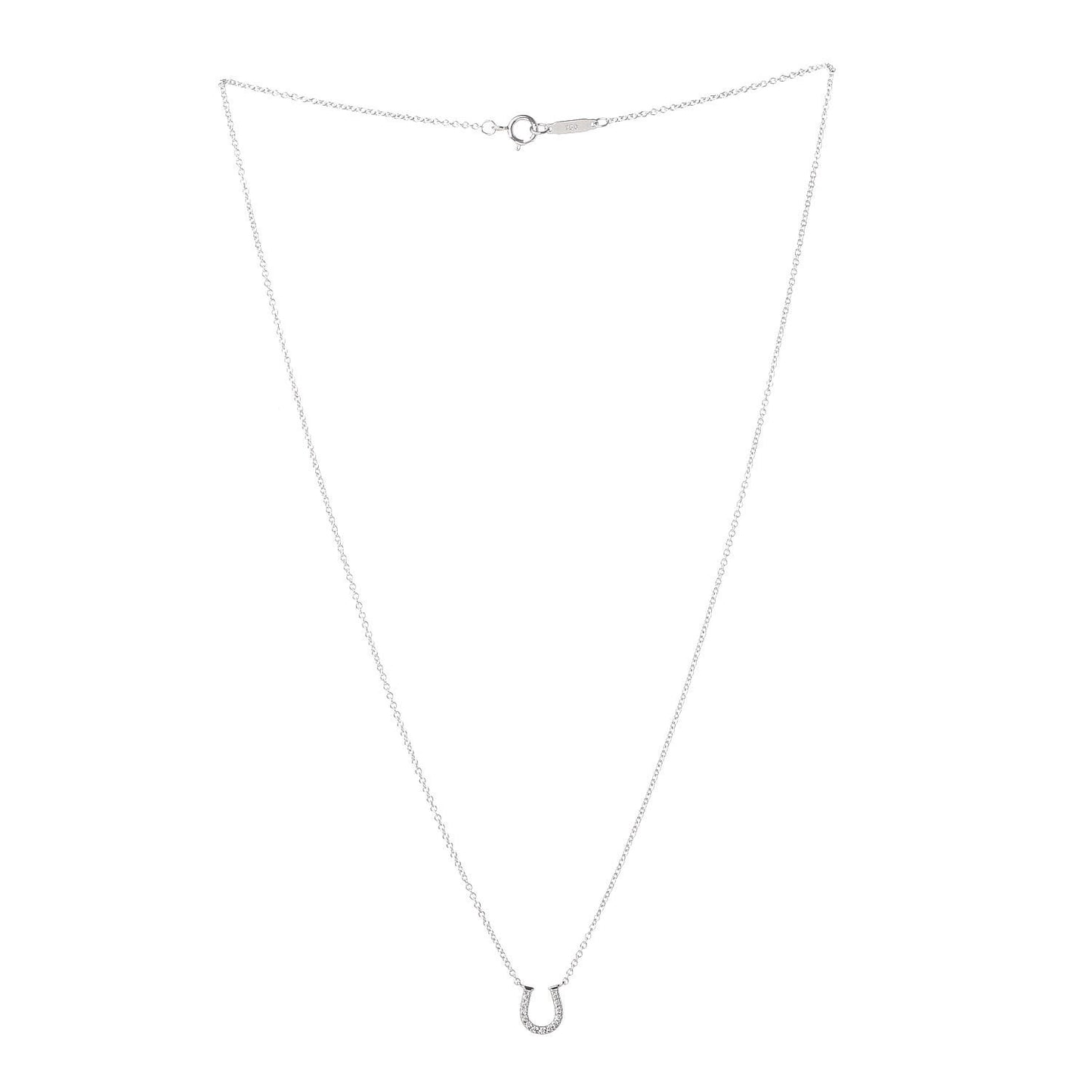 18K White Gold Diamond Mini Metro Horseshoe Pendant Necklace