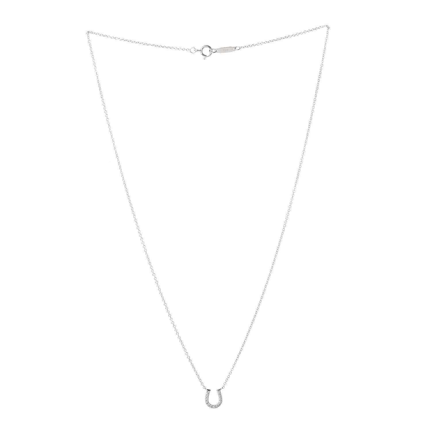 Tiffany 18K White Gold Diamond Mini Metro Horseshoe Pendant Necklace 3 of 7