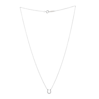 Tiffany 18K White Gold Diamond Mini Metro Horseshoe Pendant Necklace 3 of 7