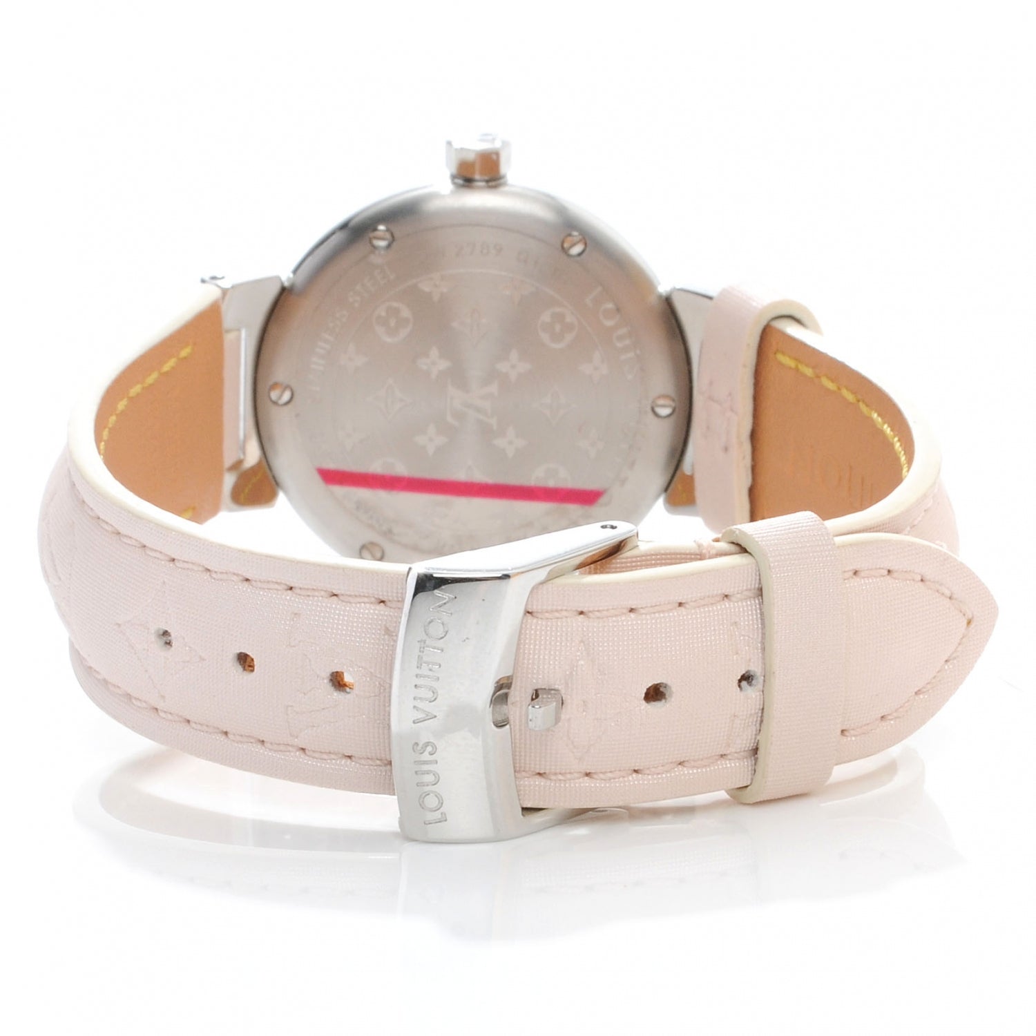 Louis Vuitton Stainless Steel Douceur Diamond Mother of Pearl 28mm Tambour Lovely Quartz Watch Pink 4 of 8