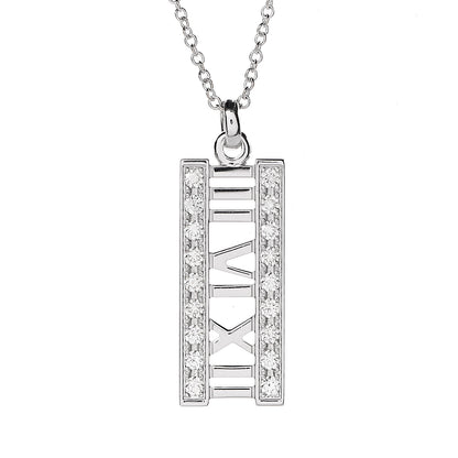 Tiffany 18K White Gold Diamond Atlas Bar Pendant Necklace 4 of 8