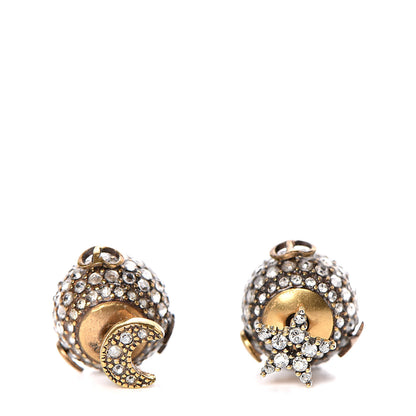 Christian Dior Crystal Star Moon Tribal Earrings Gold 4 of 4