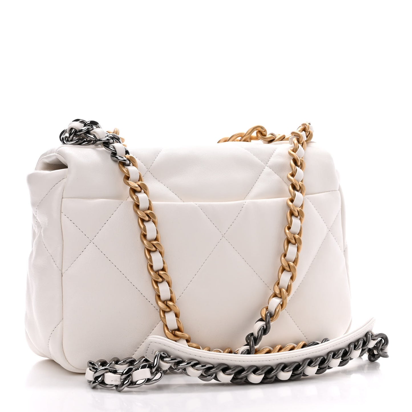 Lambskin Quilted Medium Chanel 19 Flap White
