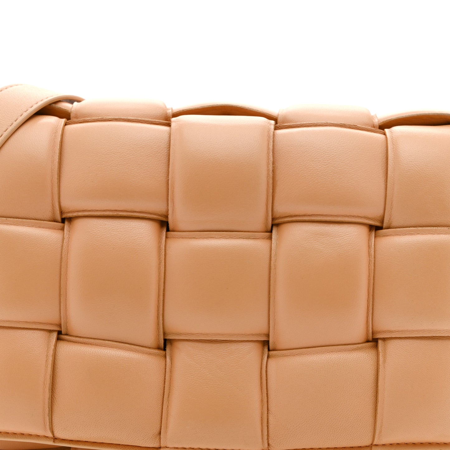 Nappa Maxi Intreccio Padded Cassette Crossbody Bag Almond