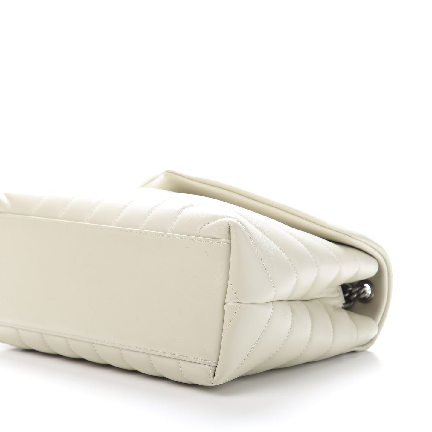 Calfskin Y Quilted Monogram Small Loulou Chain Satchel Ivory