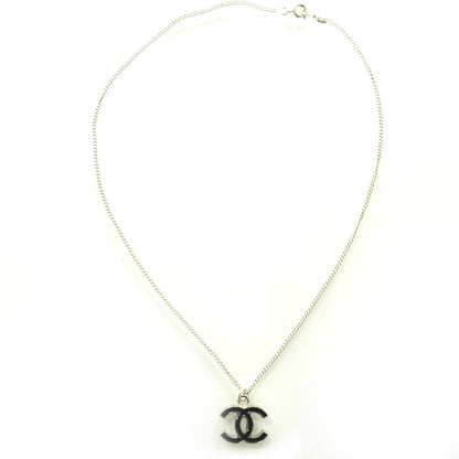 Chanel Enamel CC Necklace Black and Silver 1 of 3