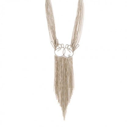 Chanel Crystal Emoji Peace CC Multi Strand Chain Necklace Silver 1 of 5