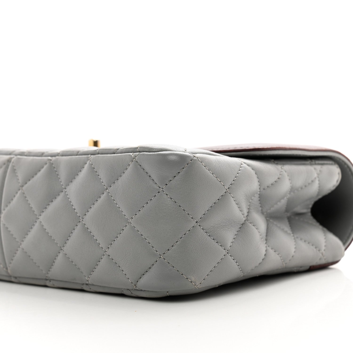 Chanel Lambskin Quilted Medium Two Tone Day Flap Grey Burgundy Grey Burgundy 9 of 11