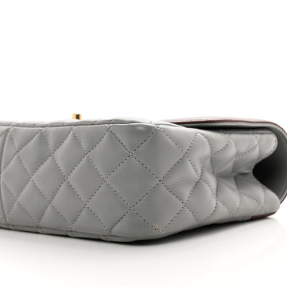 Chanel Lambskin Quilted Medium Two Tone Day Flap Grey Burgundy Grey Burgundy 9 of 11