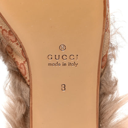 Gucci GG Monogram Fur Mens Princetown Slippers 8 Beige Ruggine Rust 6 of 8