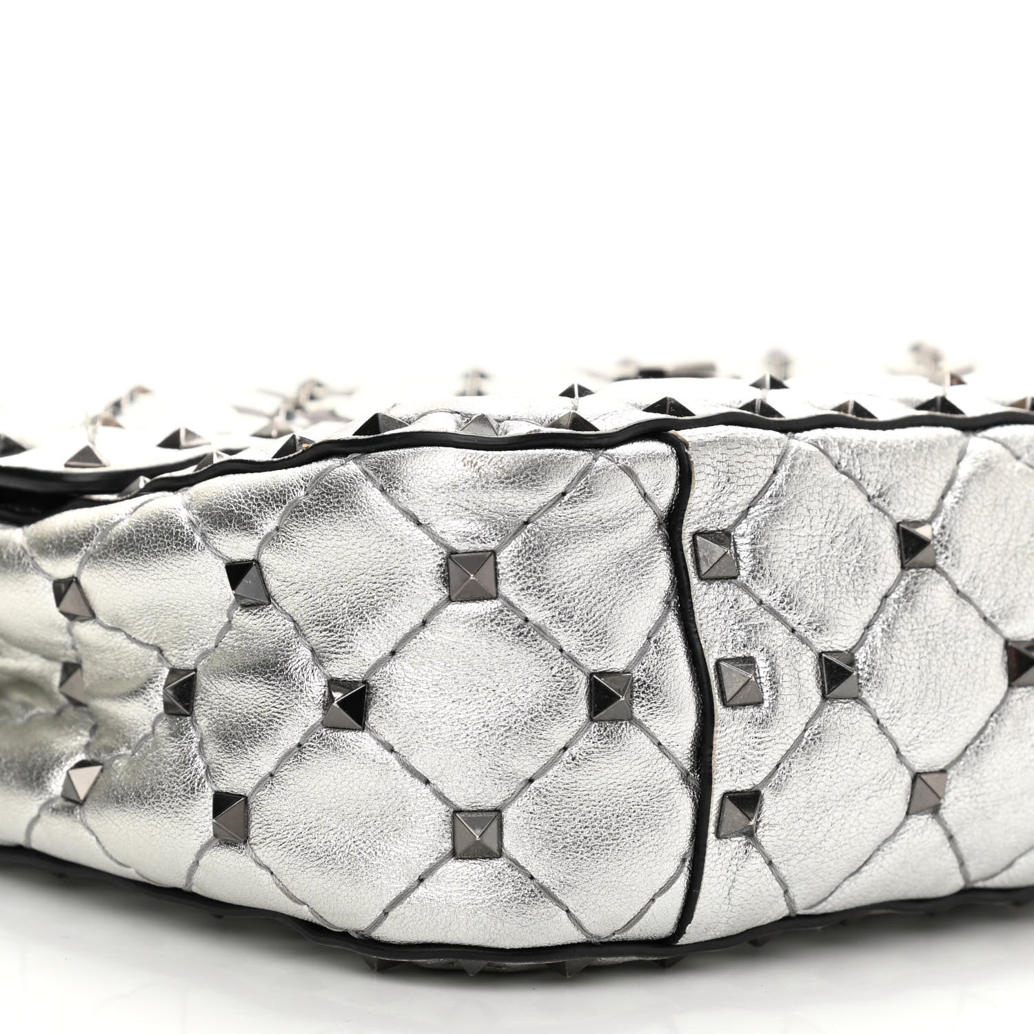 Valentino Garavani Metallic Lambskin Medium Star Rockstud Spike Shoulder Bag Silver 7 of 13
