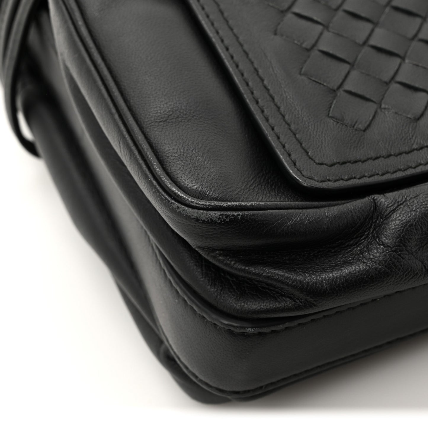 Nappa Intrecciato Small Double Pocket Flap Black
