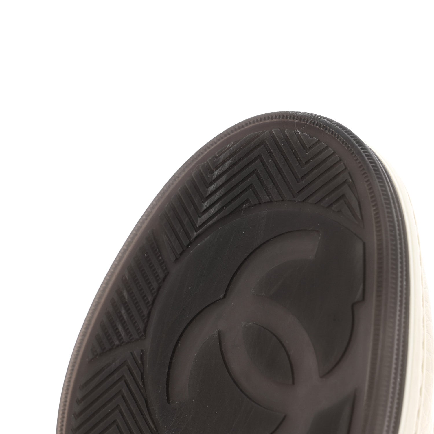 Chanel Grained Calfskin Fabric Womens Logo Sneakers 35 White Black 14 of 17