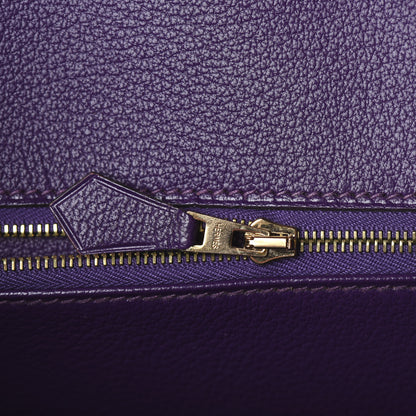 Hermes Chevre Mysore Horseshoe Birkin 30 Rose Tyrien Ultraviolet 15 of 35
