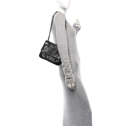 Saint Laurent Crinkled Calfskin Matelasse Monogram Baby Niki Chain Satchel Black 2 of 11