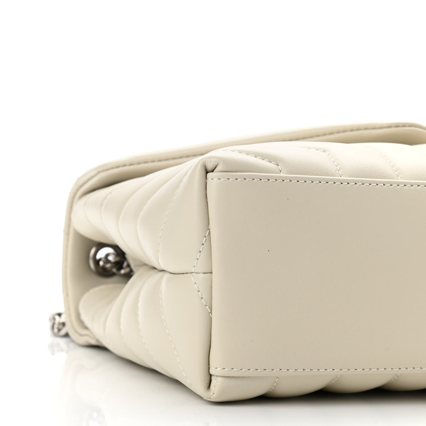 Calfskin Y Quilted Monogram Small Loulou Chain Satchel Blanc Vintage