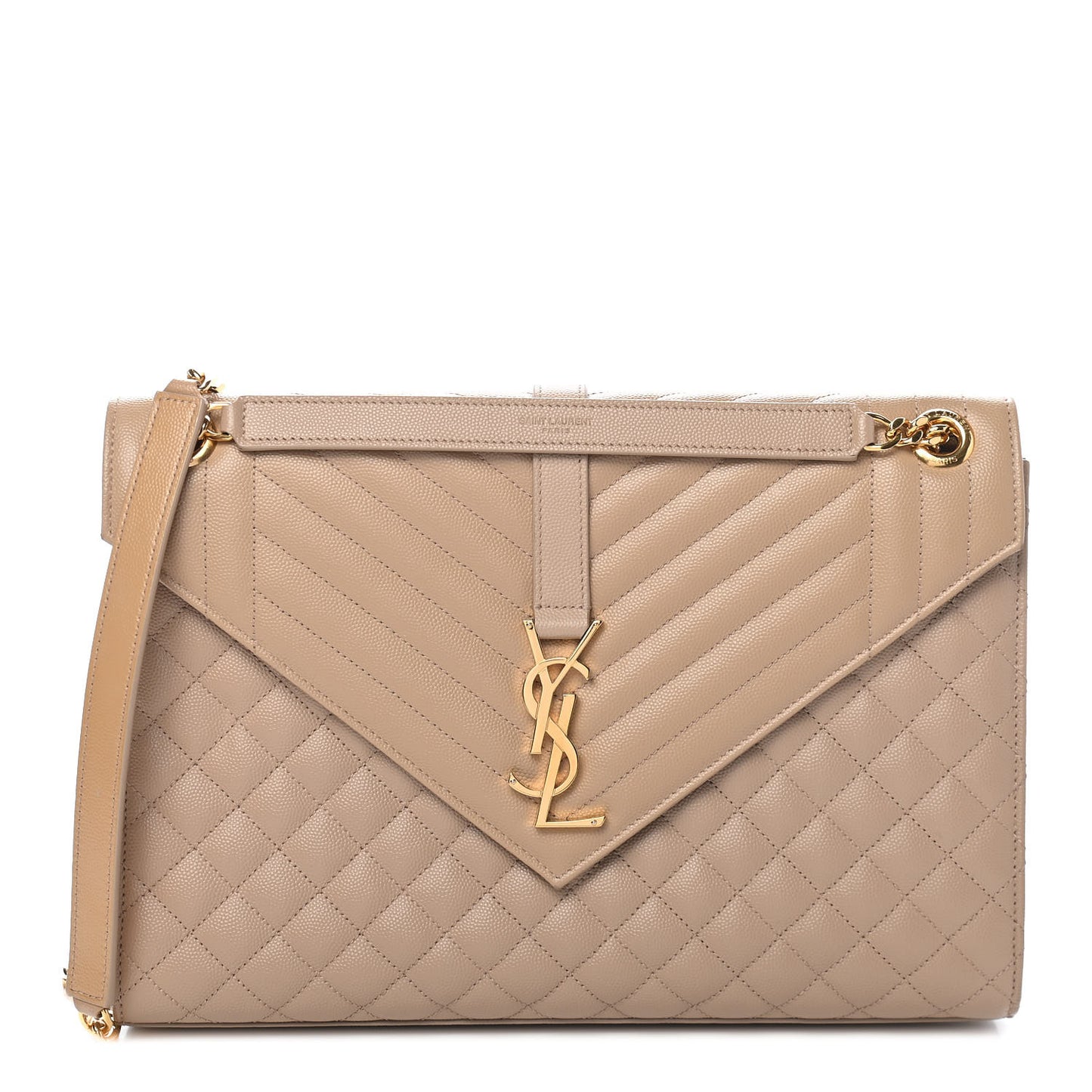 Grain De Poudre Mixed Matelasse Large Triquilt Monogram Satchel Dark Beige