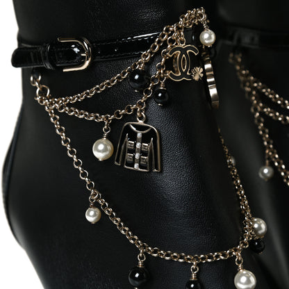 Chanel Lambskin Patent Calfskin Ankle Boots 40 Black 10 of 13