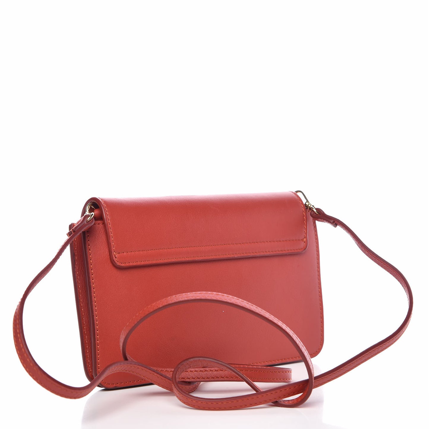 Calfskin Drew Bijou Clutch Earthy Red