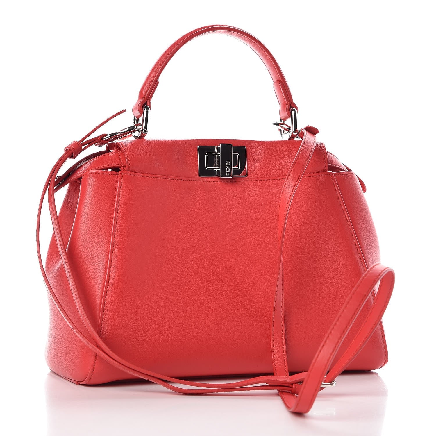 Fendi Nappa Mini Peekaboo Iconic Satchel Fiamma 3 of 12
