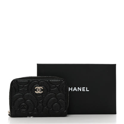 Chanel Caviar Camellia Embossed Zip Coin Purse Black 8 of 8