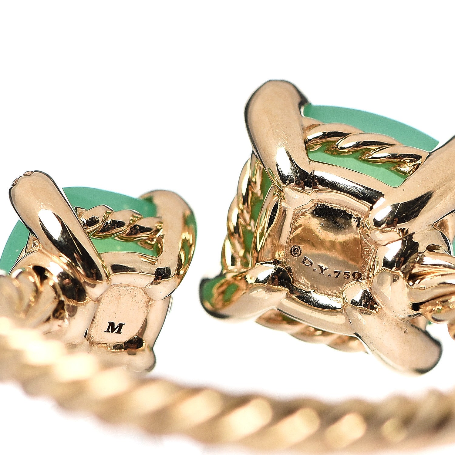 David Yurman 18K Yellow Gold Diamond Chrysoprase Chatelaine Bypass Ring 52 6 4 of 4