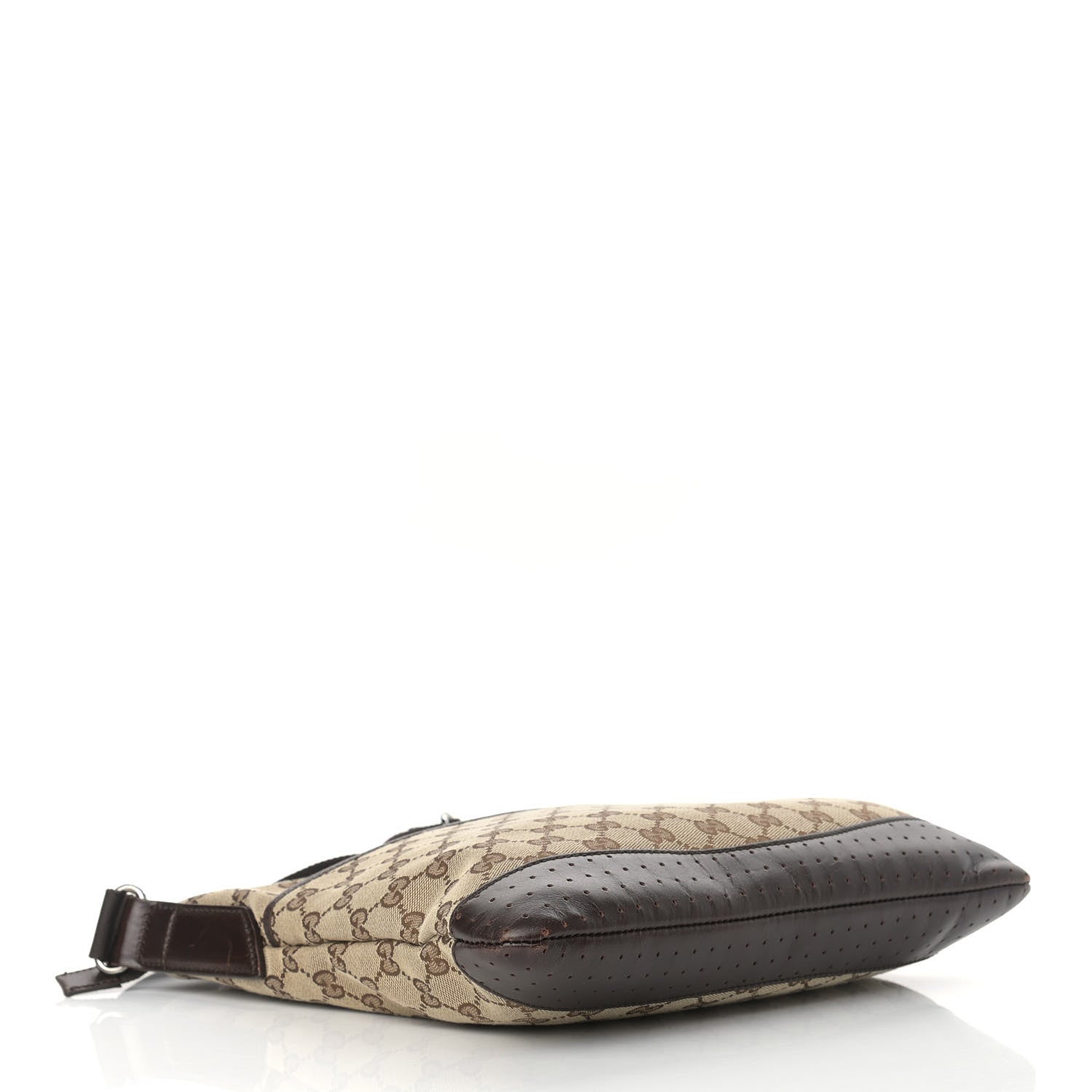 Gucci Monogram Calfskin Perforated Medium Flat Messenger Bag Dark Brown 5 of 11