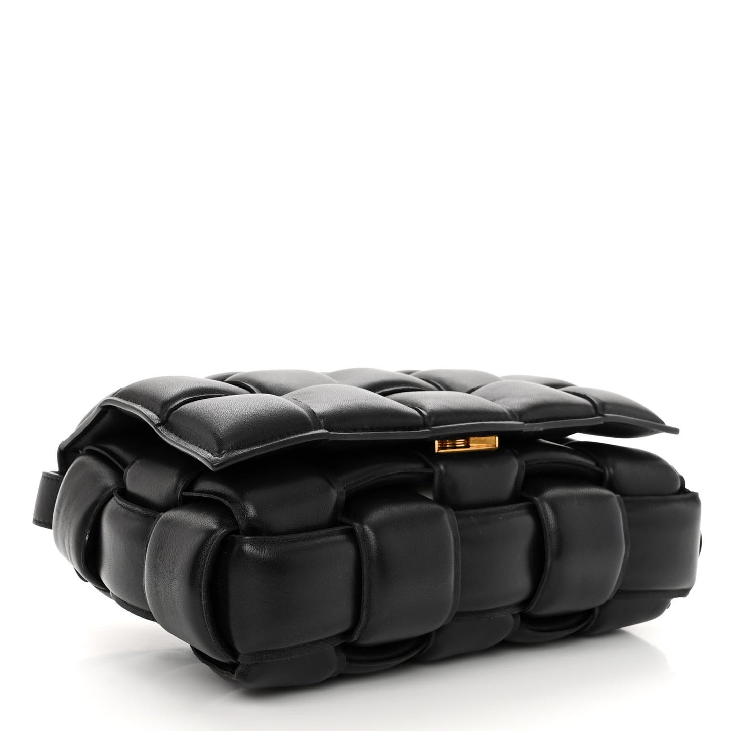 Nappa Maxi Intreccio Padded Cassette Crossbody Bag Black