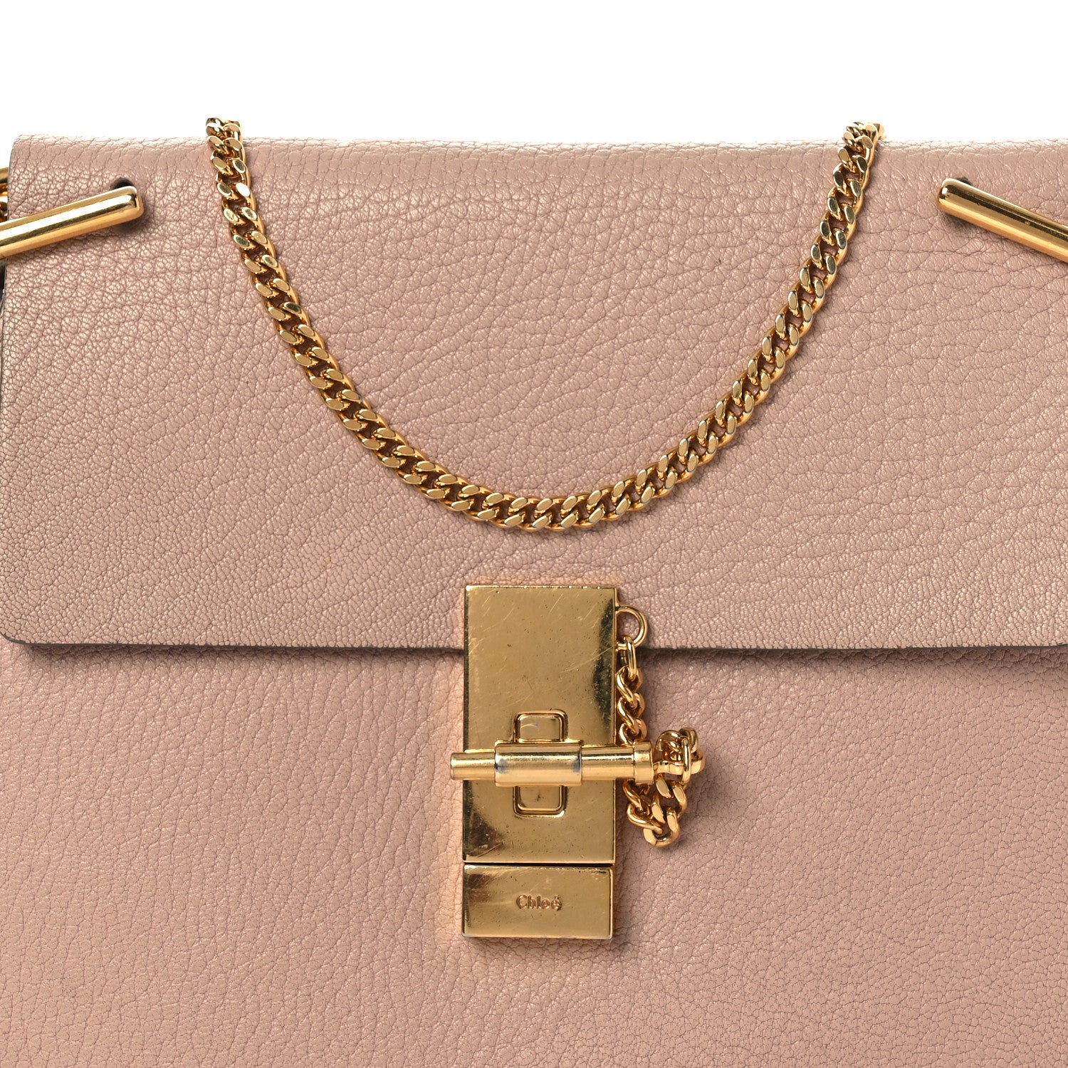 Chloe Grained Lambskin Drew Shoulder Bag Cement Pink 8 of 15