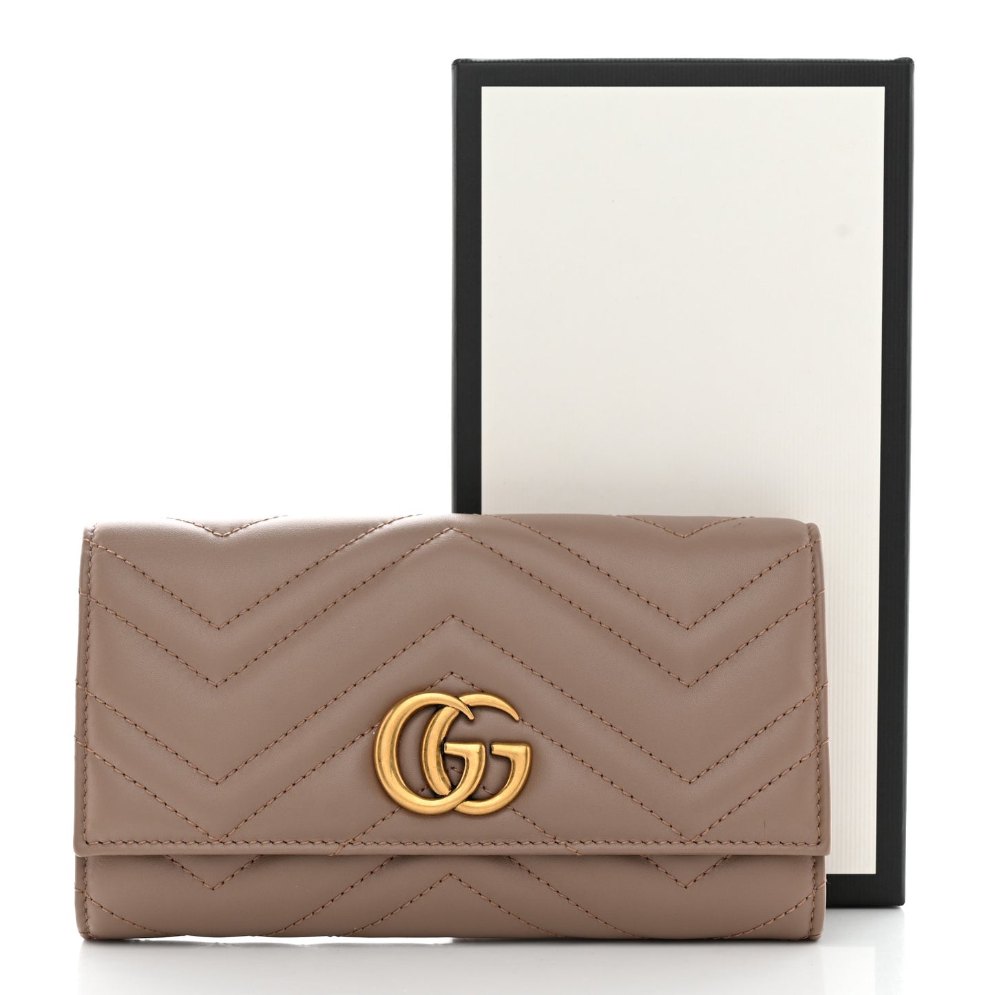 Calfskin Matelasse GG Marmont Continental Wallet Porcelain Rose