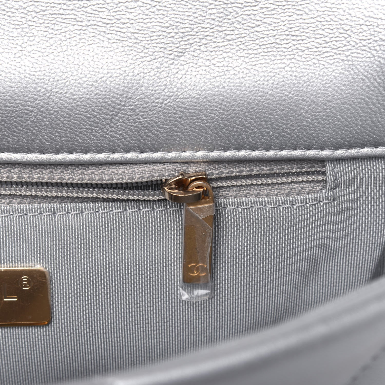 Chanel Metallic Goatskin Quilted Medium Chanel 19 Flap Silver 8 of 18