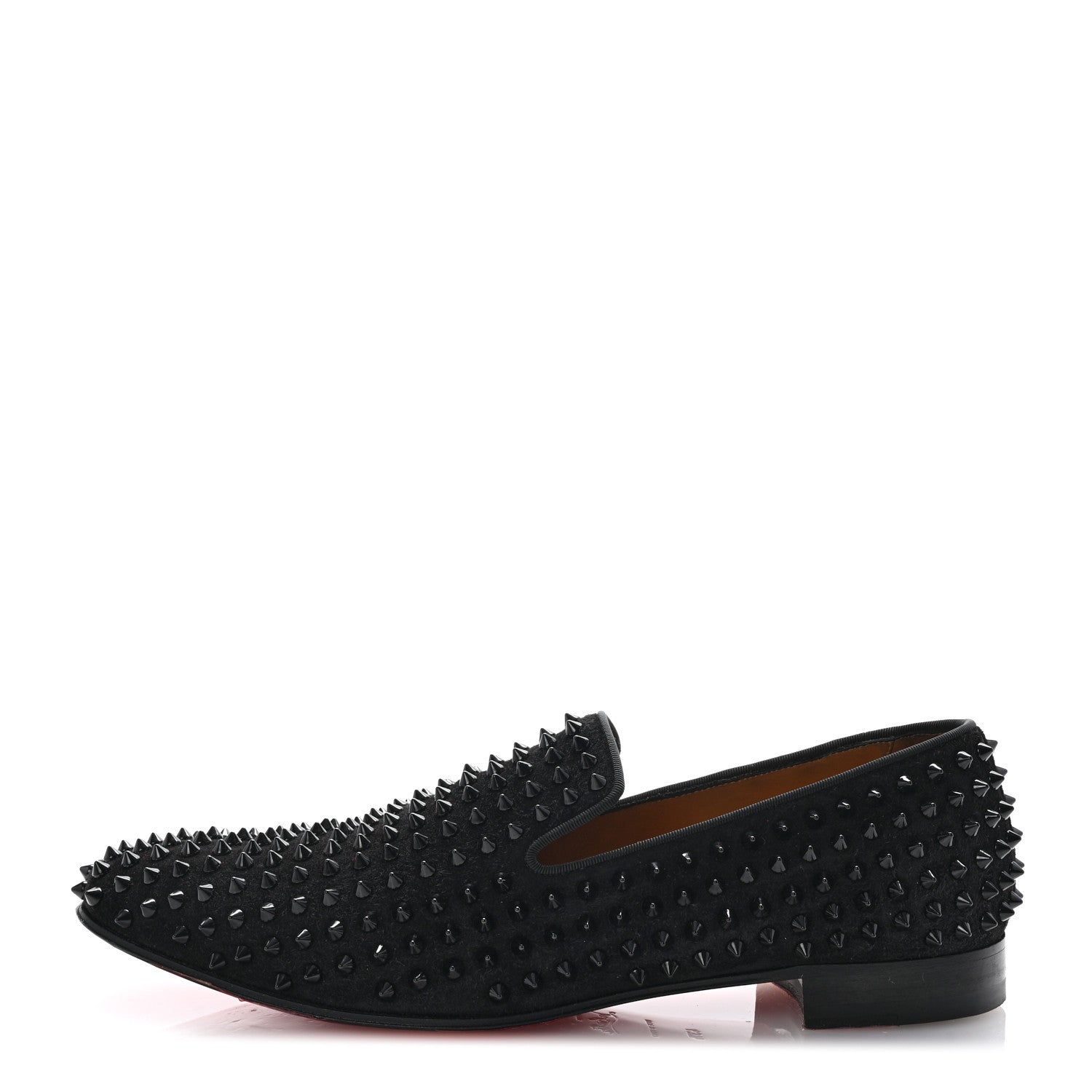 Christian Louboutin Veau Velours Spikes Mens Dandelion Flat Loafers 43.5 Black 1 of 8