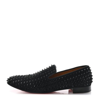 Christian Louboutin Veau Velours Spikes Mens Dandelion Flat Loafers 43.5 Black 1 of 8