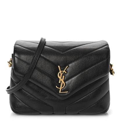 Saint Laurent Calfskin Y Quilted Monogram Toy Loulou Crossbody Bag Black 1 of 9