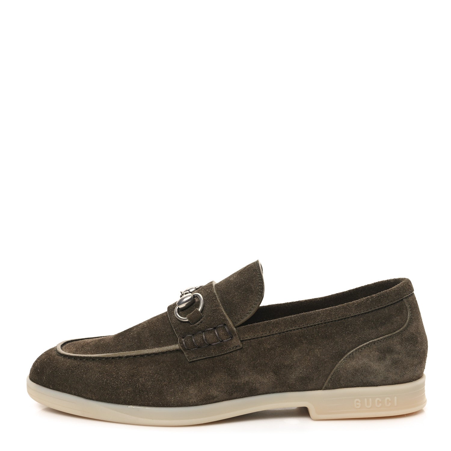 Gucci Konrad Suede Mens Horsebit Loafers 8 Olive Green 1 of 9
