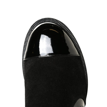 Chanel Metallic Calfskin Suede Patent Cap Toe CC Zip Boots 38.5 Gold Black 7 of 7