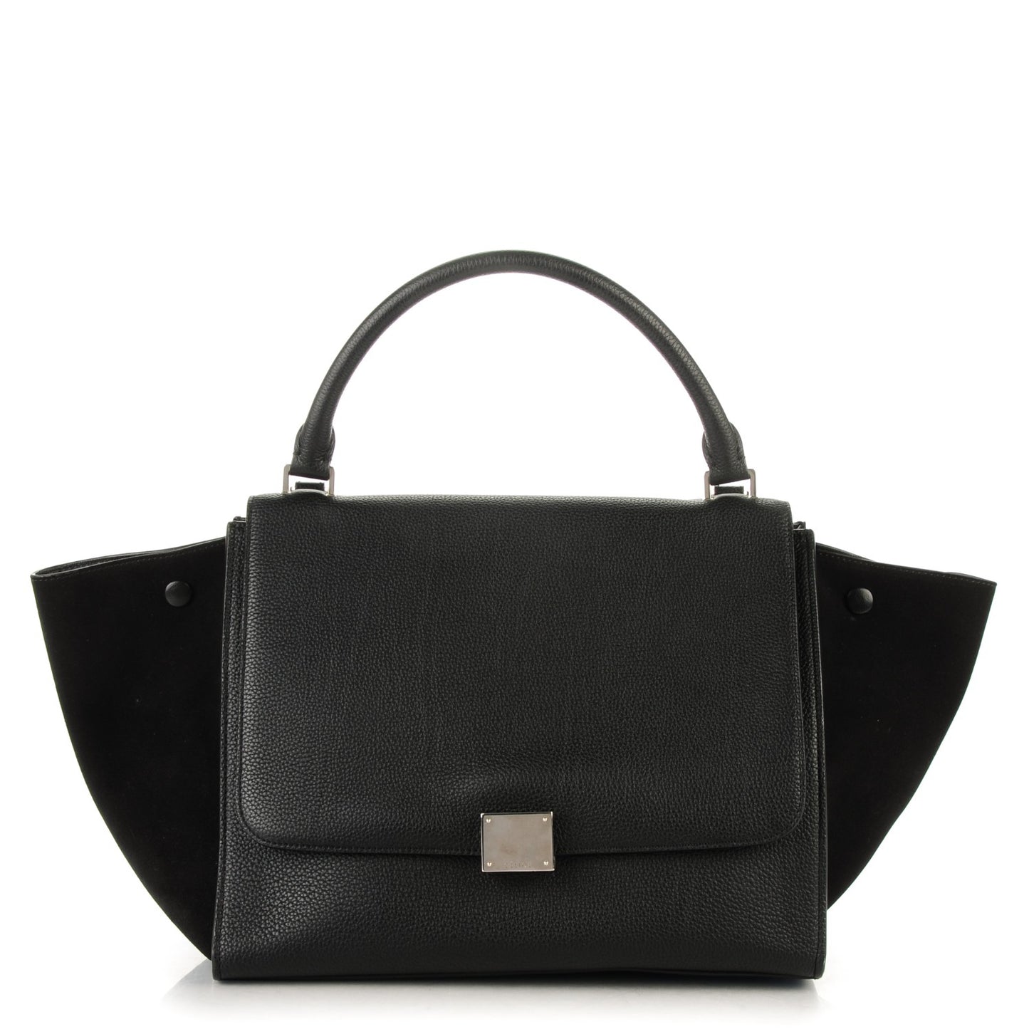 Drummed Calfskin Suede Medium Trapeze Black