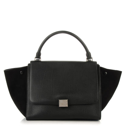 Celine Drummed Calfskin Suede Medium Trapeze Black 1 of 9