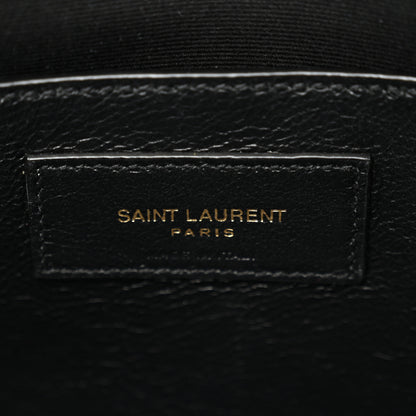 Saint Laurent Shiny Calfskin Crocodile Embossed Small Manhattan Baguette Black 6 of 11