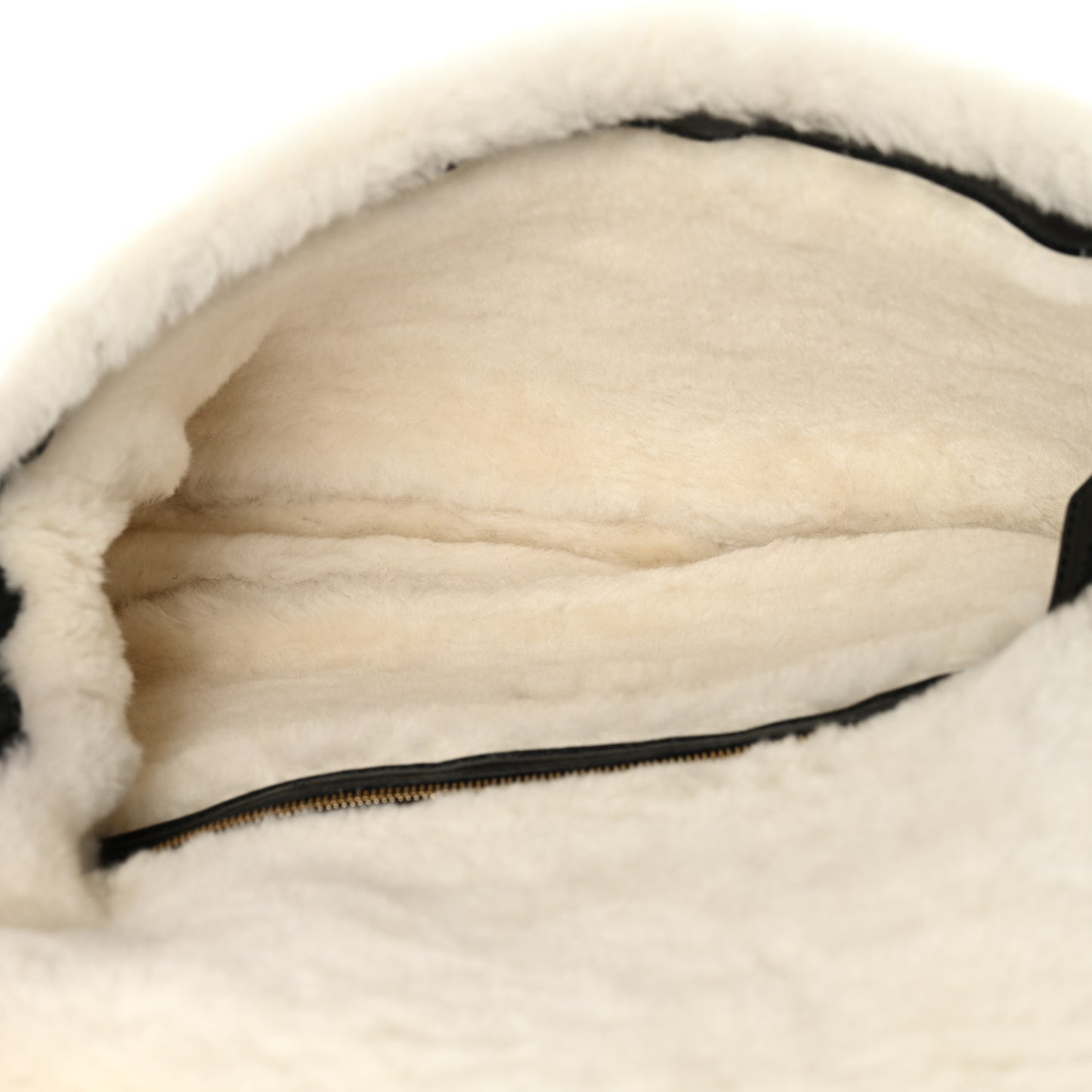 Lambskin Sheepskin Fur Large Baguette Black