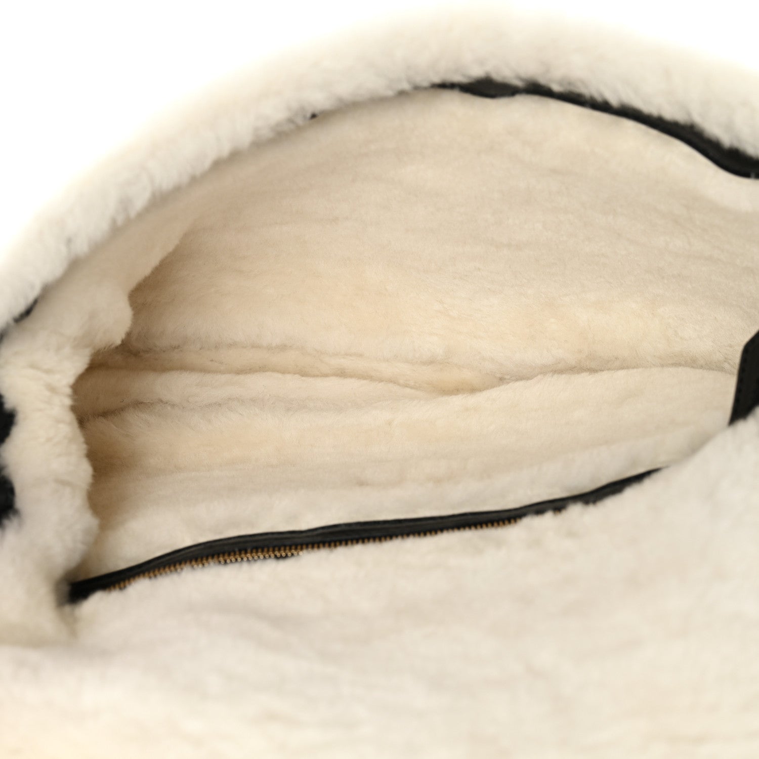 Fendi Lambskin Sheepskin Fur Large Baguette Black 6 of 9