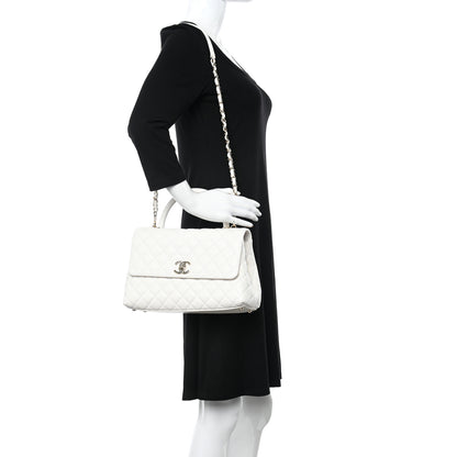Chanel Caviar Quilted Small Coco Handle Flap White 2 of 10