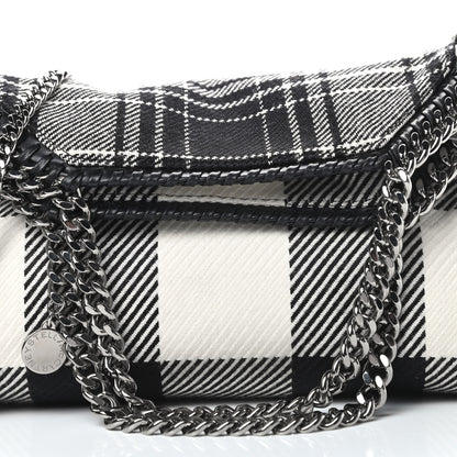 Stella McCartney Wool Plaid Mini Falabella Fold Over Tote Black White 8 of 10